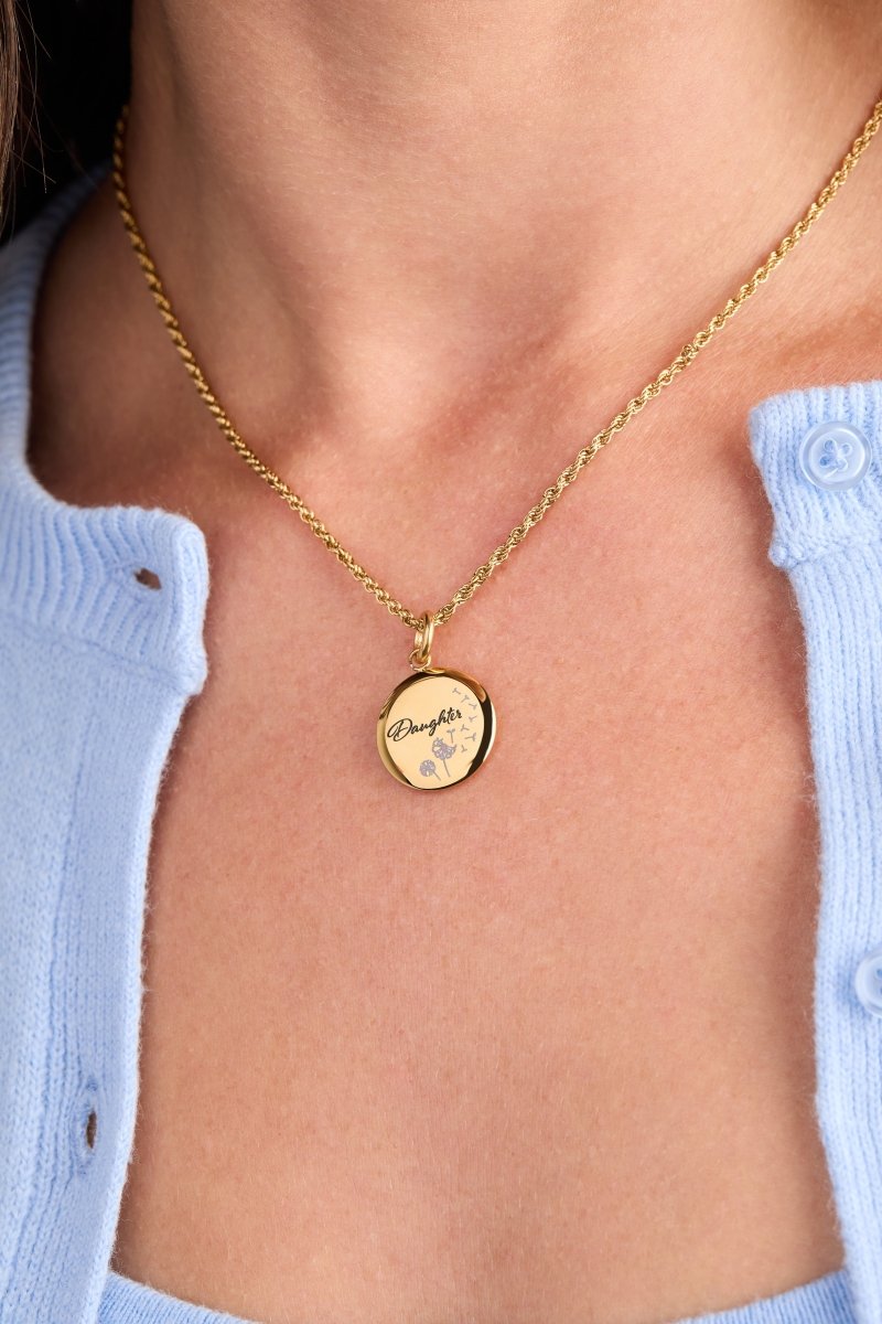 Daughter Dandelion Disc Charm - Willow & Luna