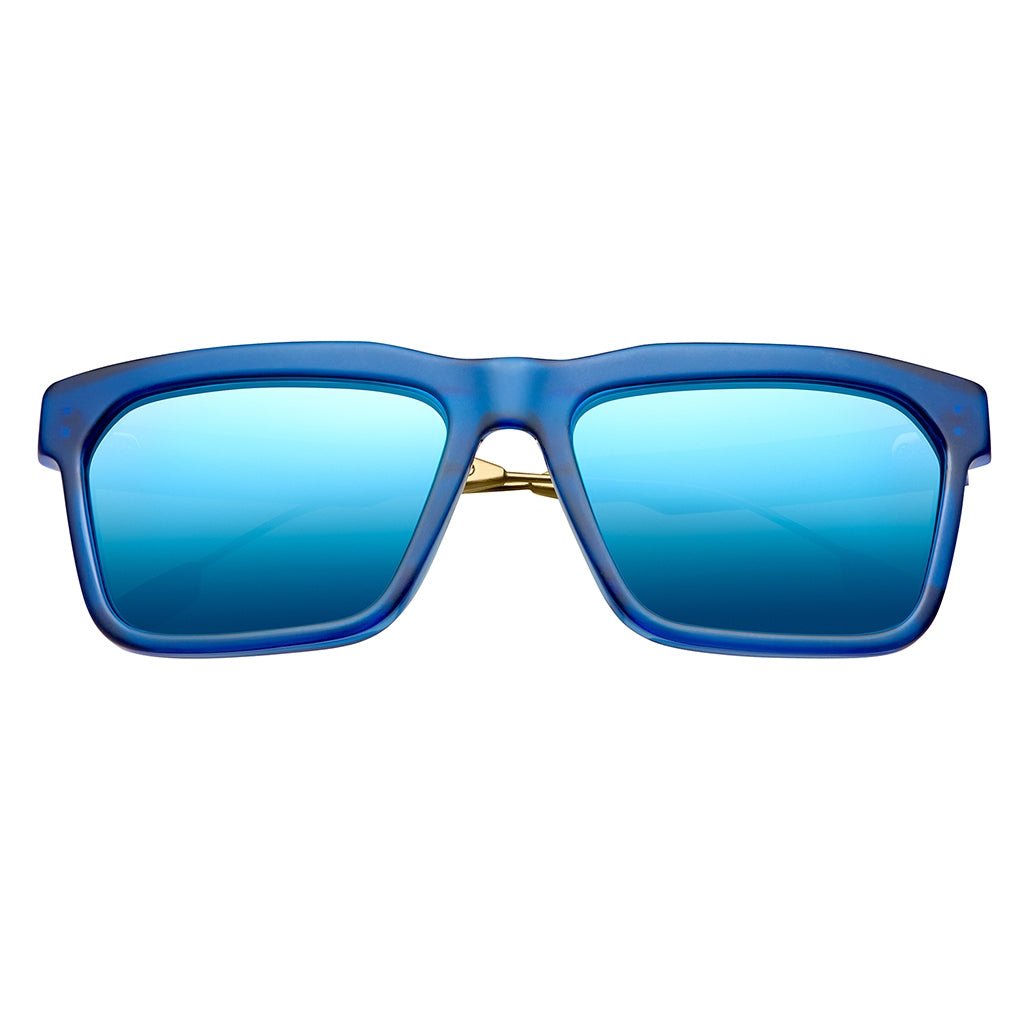 Deano: Matte Midway Blue - Antique Brass / Pacific Blue Flash Lens - Willow & Luna