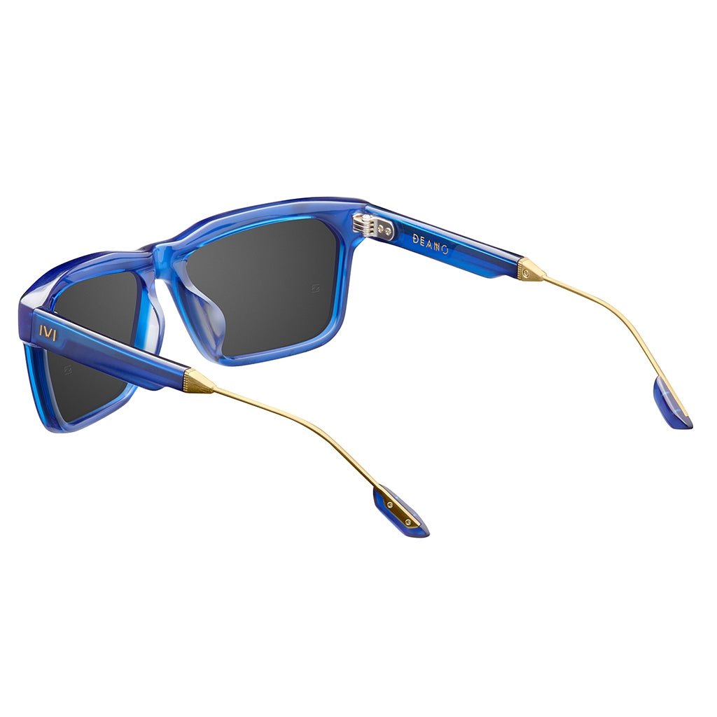 Deano: Matte Midway Blue - Antique Brass / Pacific Blue Flash Lens - Willow & Luna