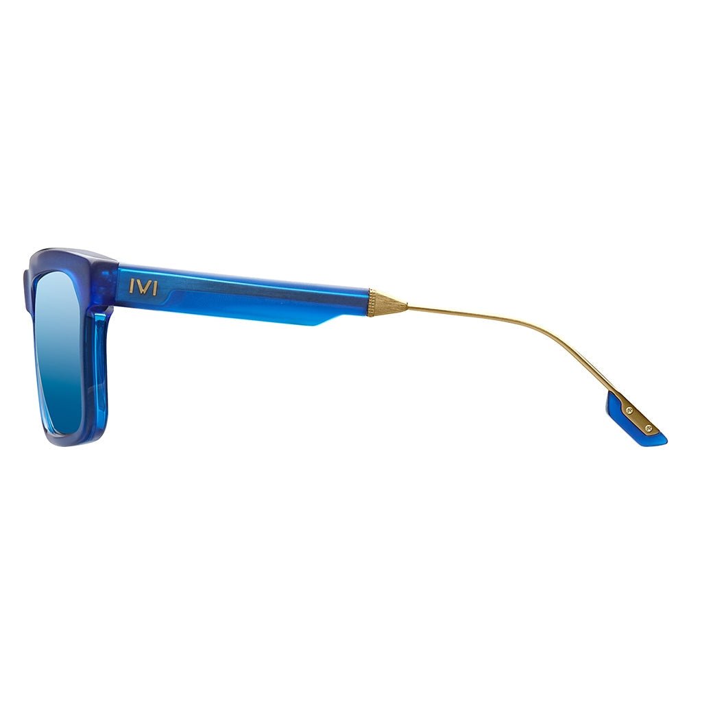 Deano: Matte Midway Blue - Antique Brass / Pacific Blue Flash Lens - Willow & Luna