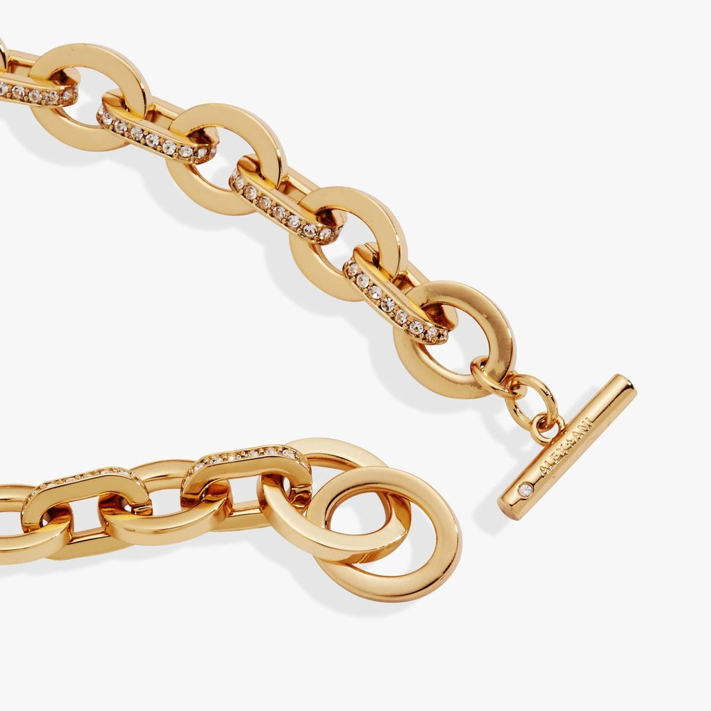 Delicate Oval Link Crystal Chain Toggle Bracelet - Willow & Luna
