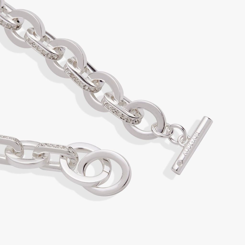 Delicate Oval Link Crystal Chain Toggle Bracelet - Willow & Luna