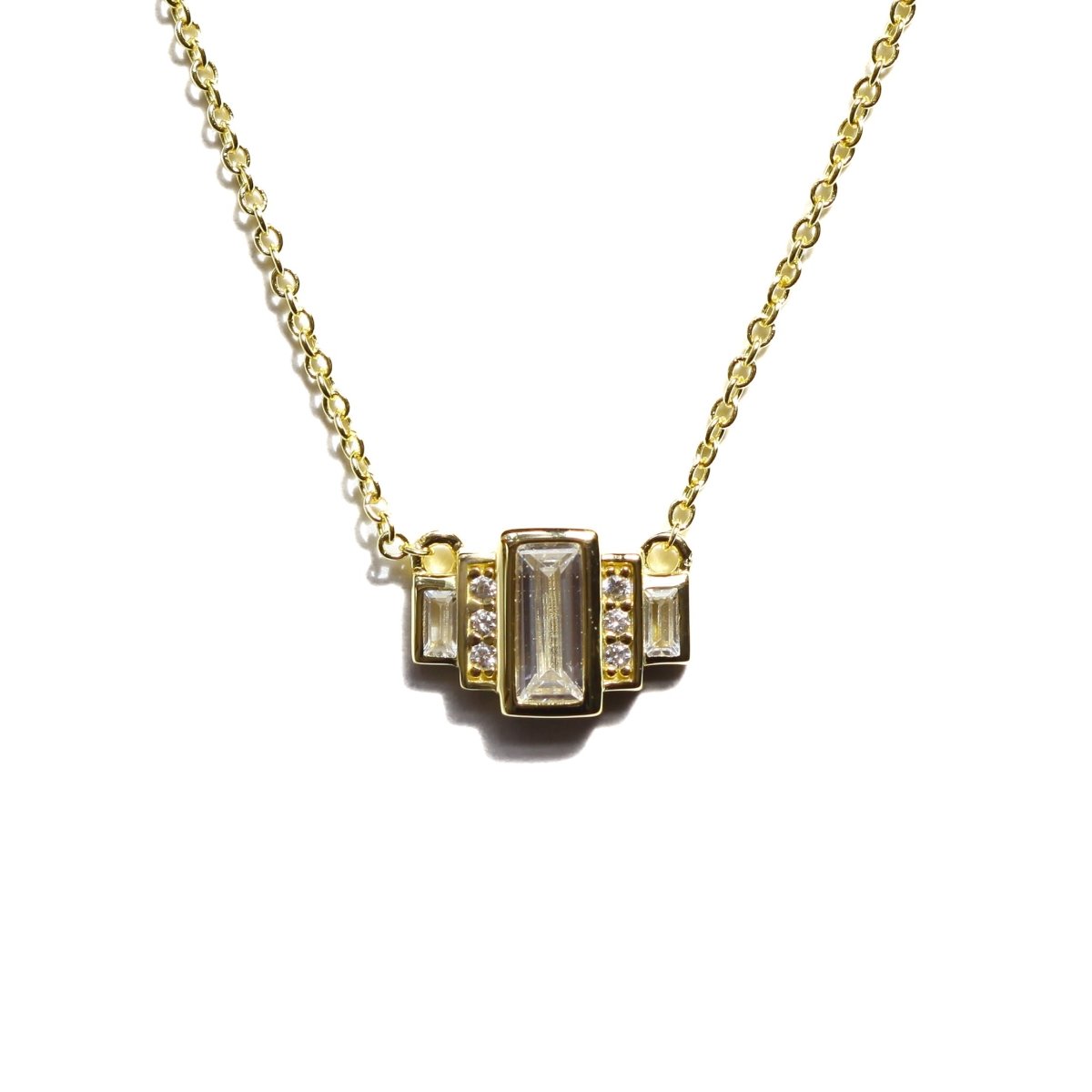Diamond Baguette Necklace - Willow & Luna