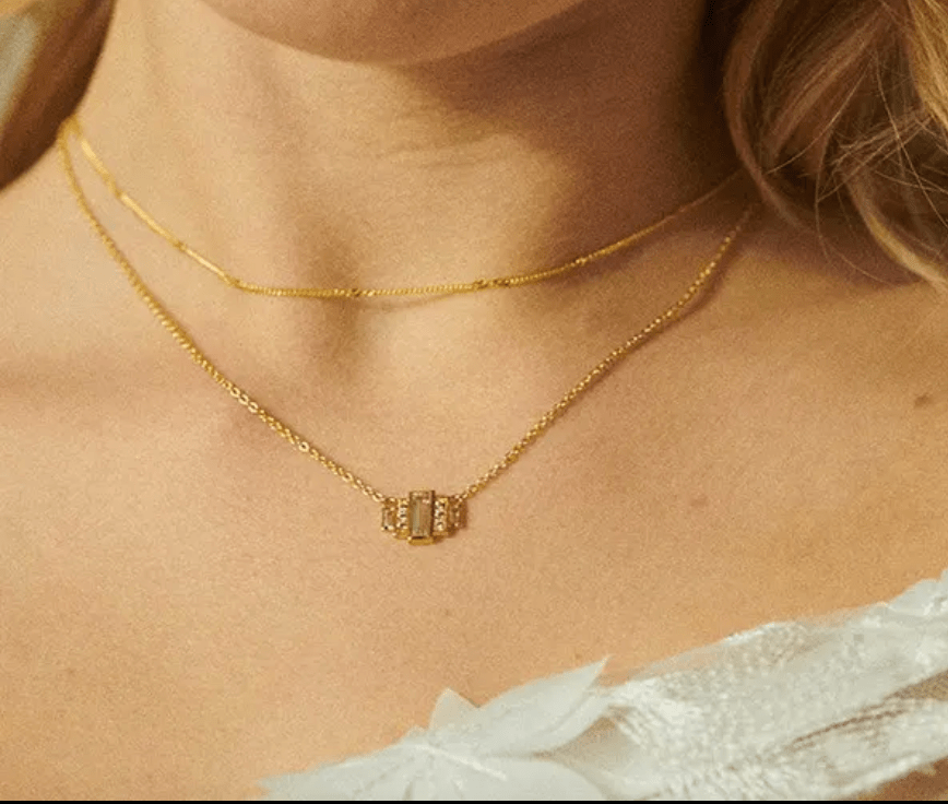 Diamond Baguette Necklace - Willow & Luna