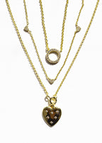 Diamond Hearts Necklace 5 Tiny Pave Diamonds - Willow & Luna