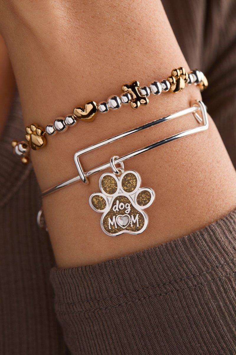 Dog Mom Charm Bangle - Willow & Luna