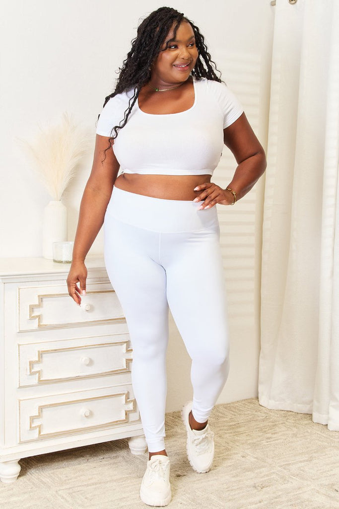 Double Take Wide Waistband Sports Leggings - Willow & Luna