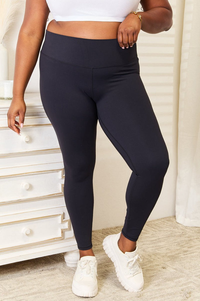 Double Take Wide Waistband Sports Leggings - Willow & Luna