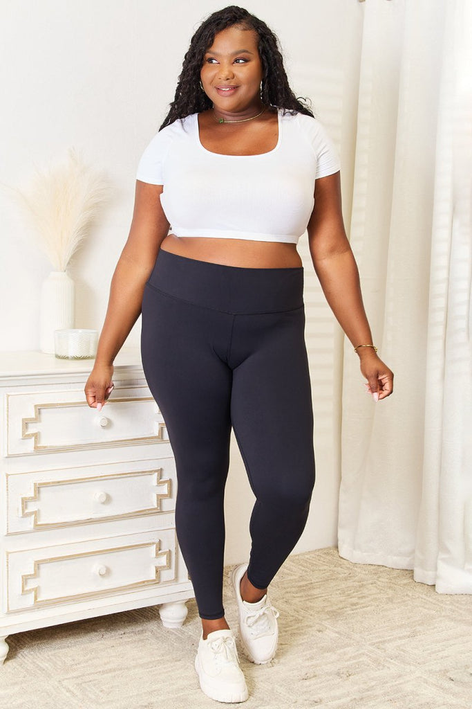 Double Take Wide Waistband Sports Leggings - Willow & Luna