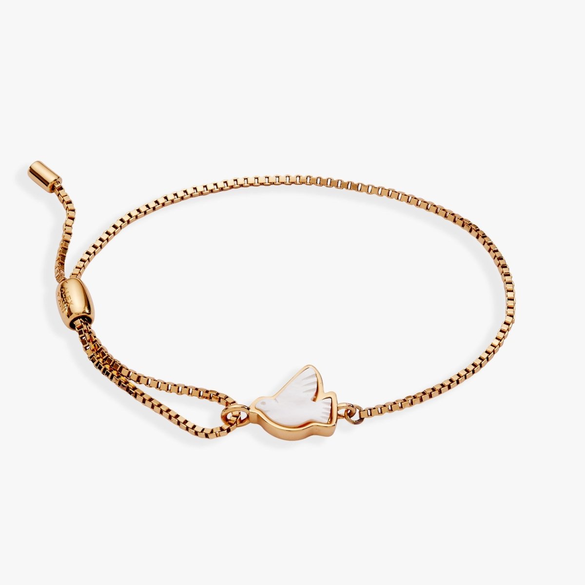 Dove 'Peace' Mother of Pearl Pull Chain Bracelet - Willow & Luna