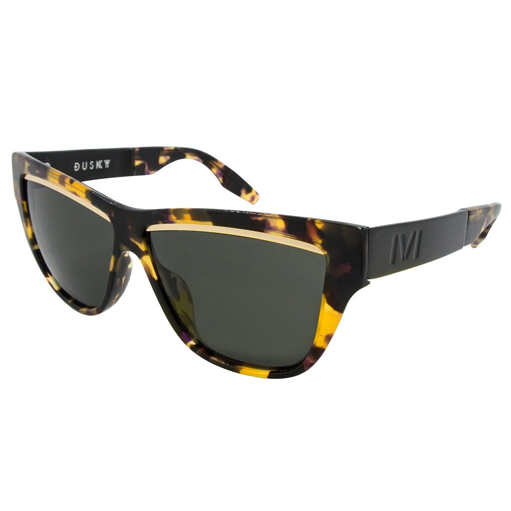 Dusky: Polished Vintage Tortoise - Brushed Black / Grey Lens - Willow & Luna