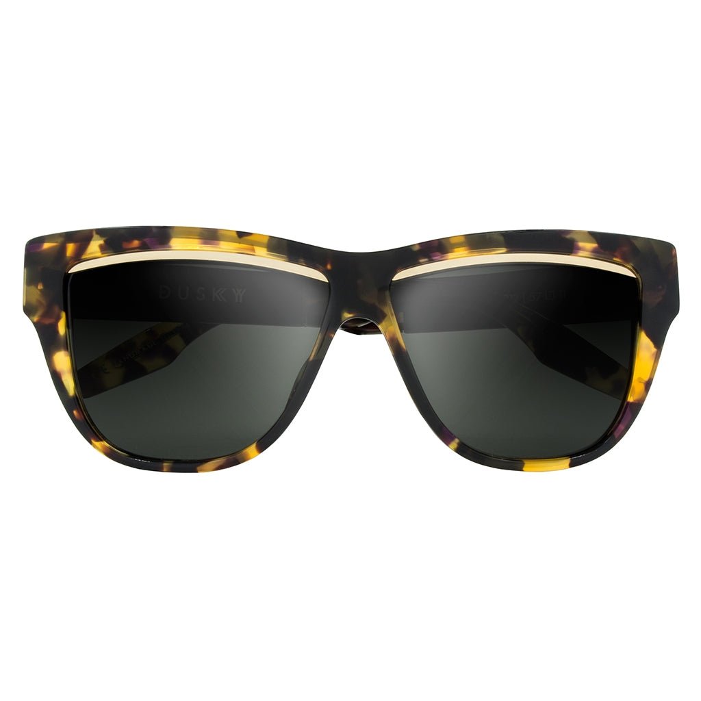 Dusky: Polished Vintage Tortoise - Brushed Black / Grey Lens - Willow & Luna