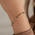 May Birthstone Emerald Curb Chain Bracelet