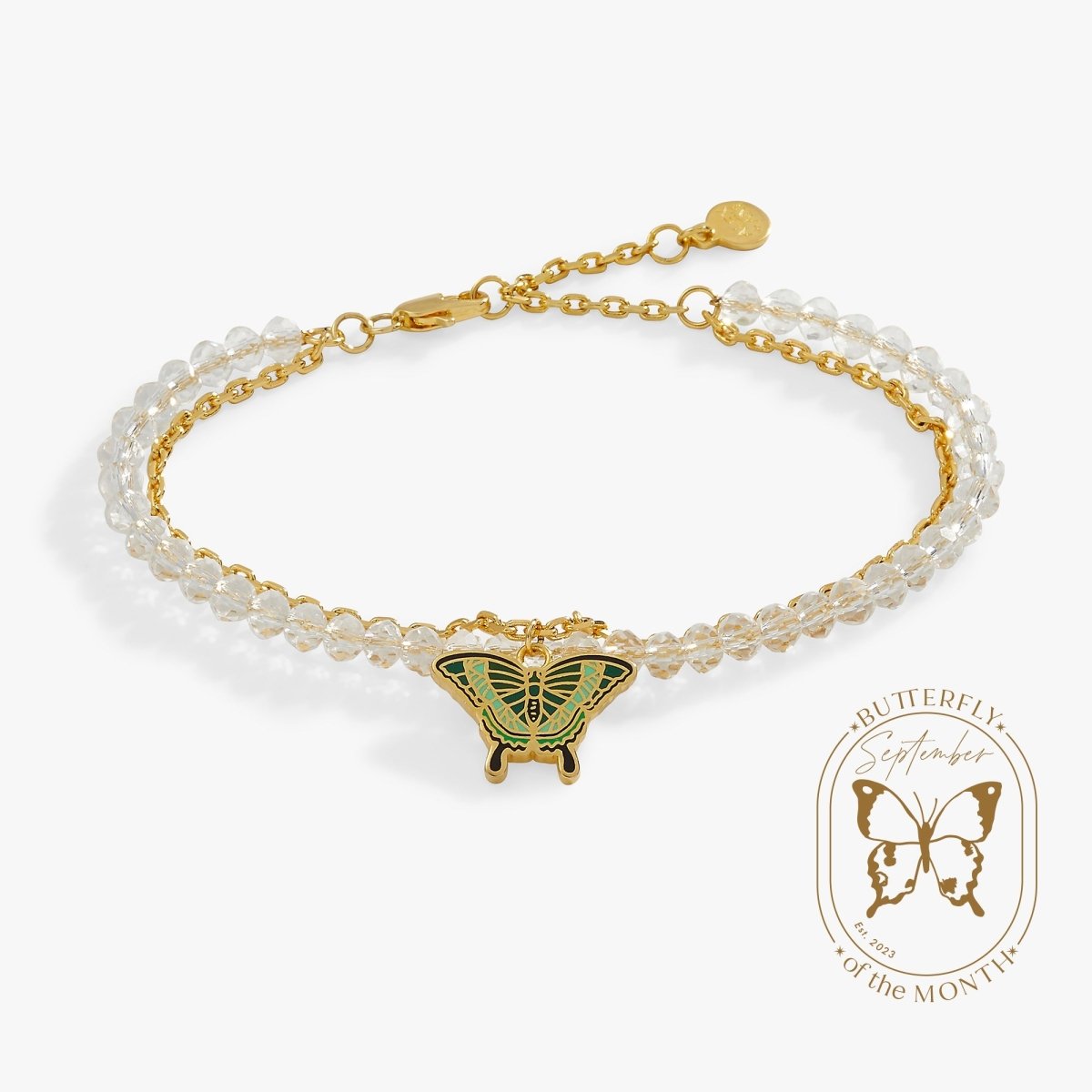 Emerald Swallowtail Butterfly Charm Bracelet - Willow & Luna
