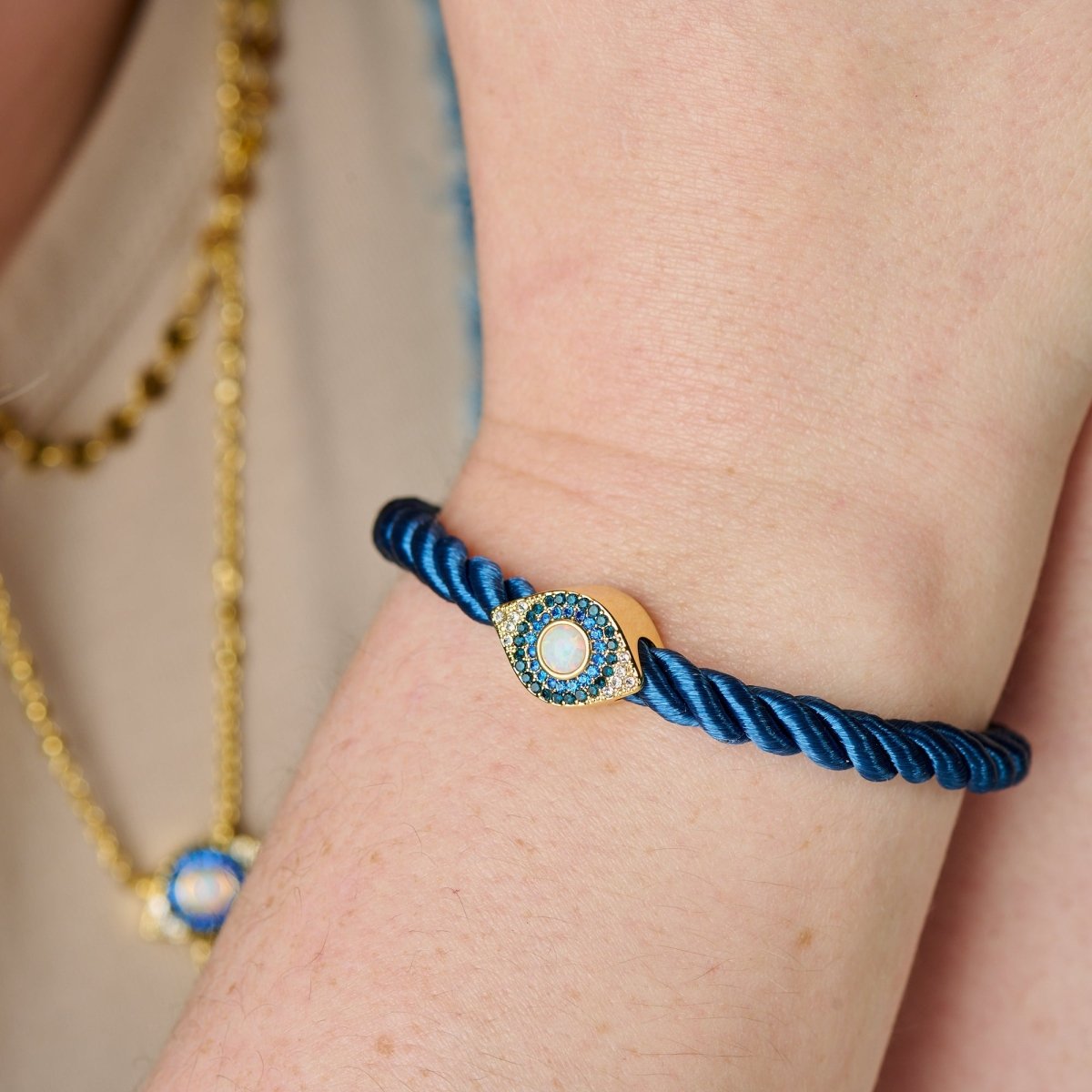 Evil Eye Adjustable Cord Bracelet - Willow & Luna