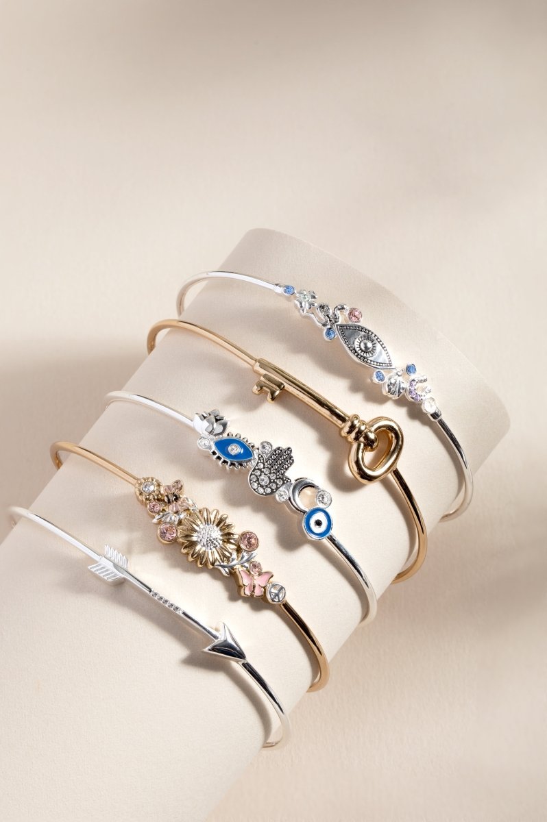 Evil Eye Inline Bangle - Willow & Luna