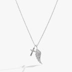Faith Cross and Angel Wing Charm Necklace - Willow & Luna