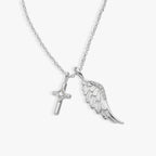 Faith Cross and Angel Wing Charm Necklace - Willow & Luna