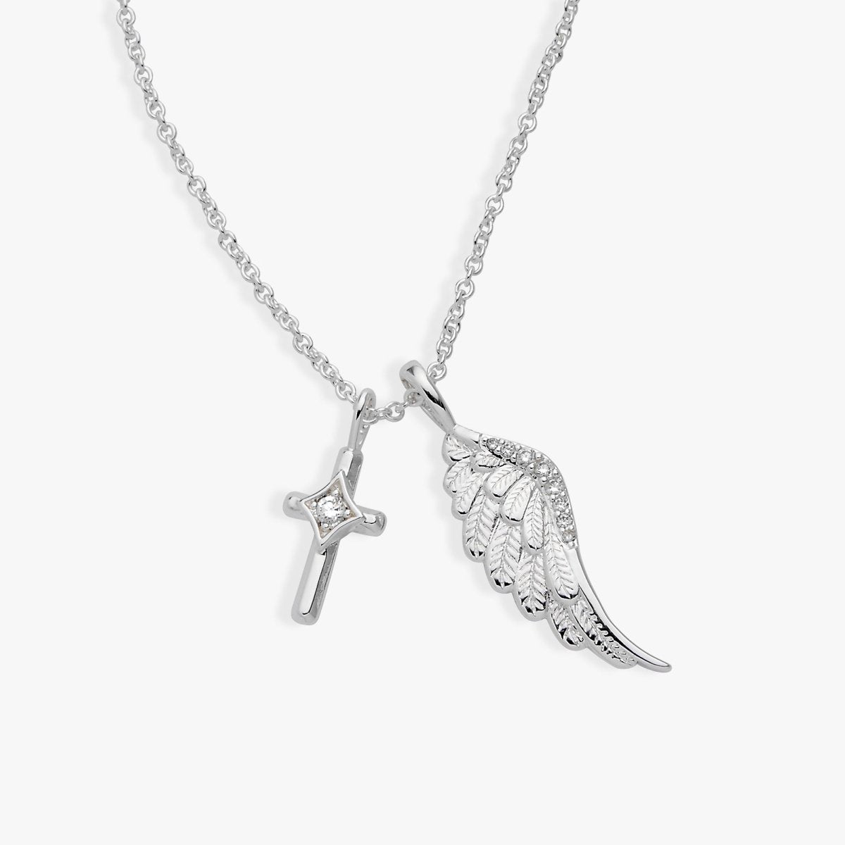 Faith Cross and Angel Wing Charm Necklace - Willow & Luna