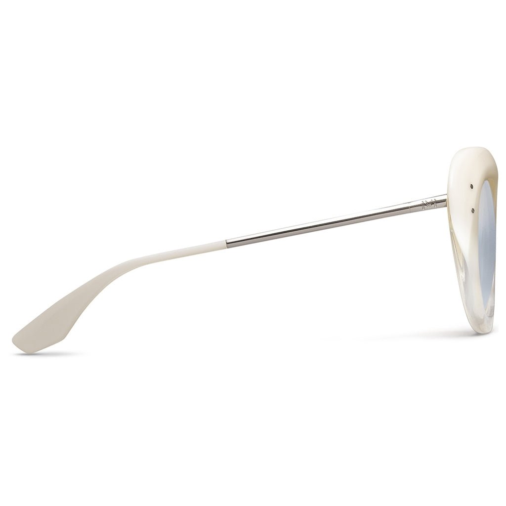 Faye: Polished Ivory Fade - Chrome / Light Blue Chrome Flash Lens - Willow & Luna