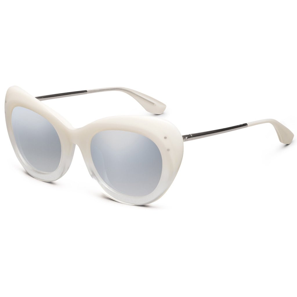 Faye: Polished Ivory Fade - Chrome / Light Blue Chrome Flash Lens - Willow & Luna