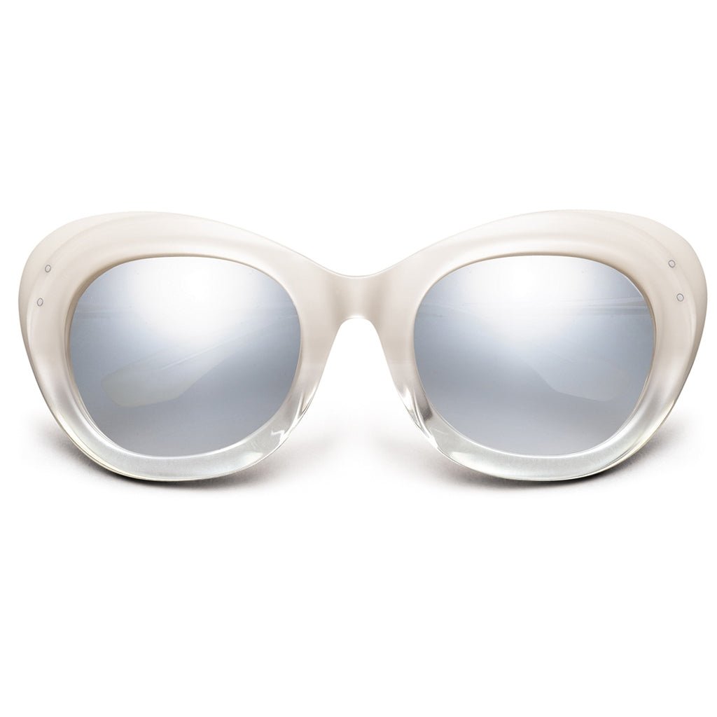 Faye: Polished Ivory Fade - Chrome / Light Blue Chrome Flash Lens - Willow & Luna