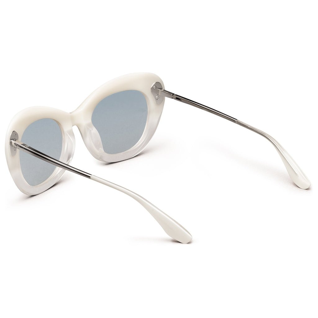 Faye: Polished Ivory Fade - Chrome / Light Blue Chrome Flash Lens - Willow & Luna
