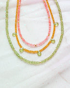 Garnet and Peridot Beaded Gemstone Necklace - Felicity - Willow & Luna