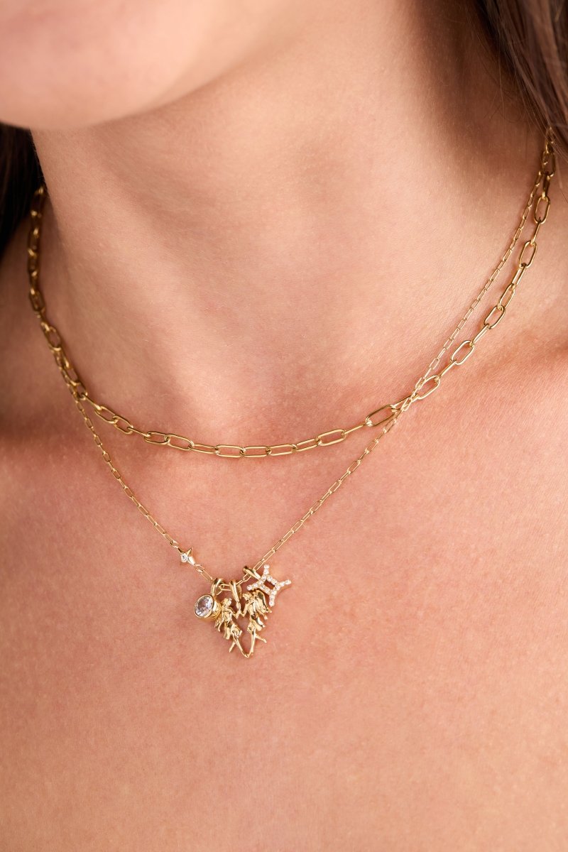 Gemini Zodiac Charm Cluster Necklace - Willow & Luna
