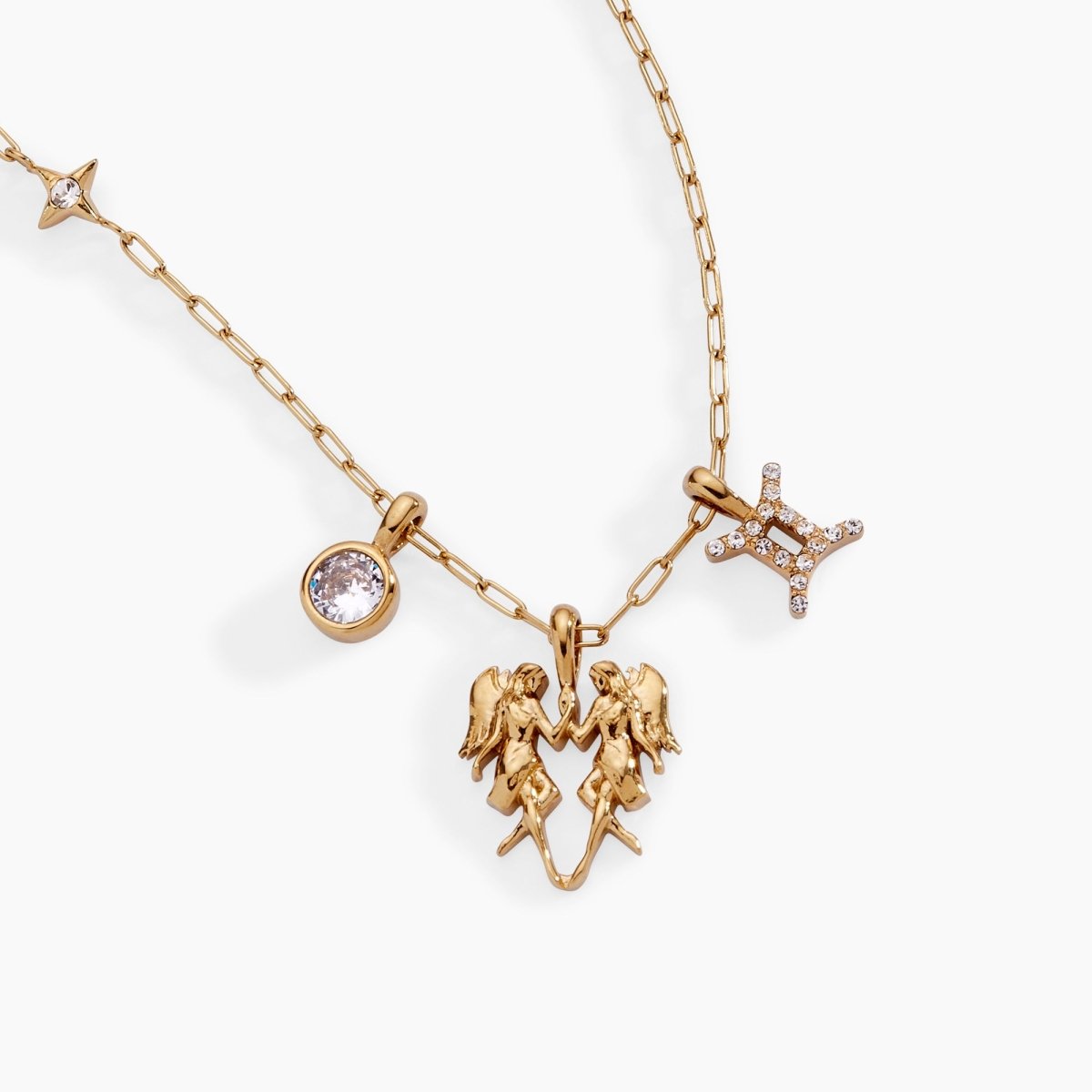 Gemini Zodiac Charm Cluster Necklace - Willow & Luna