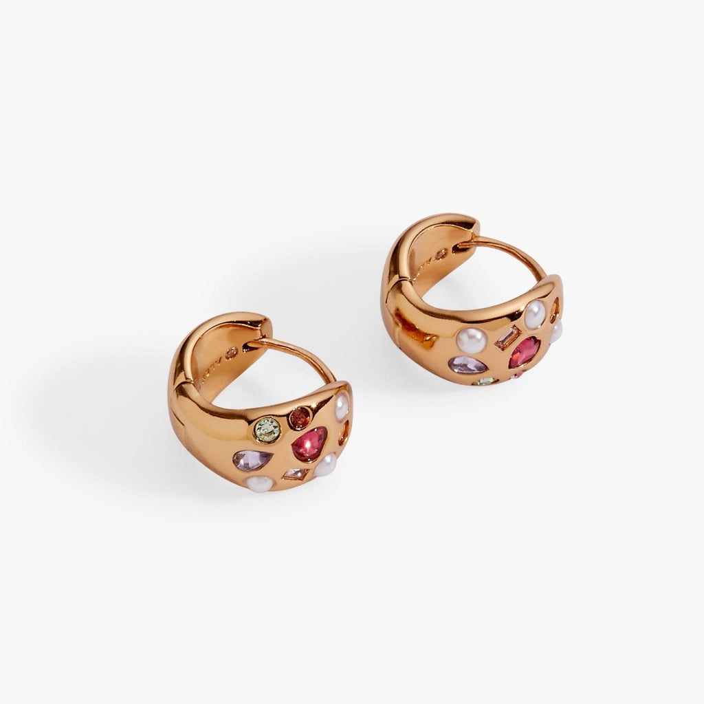 Gemstone Puffy Huggie Hoop Earrings - Willow & Luna