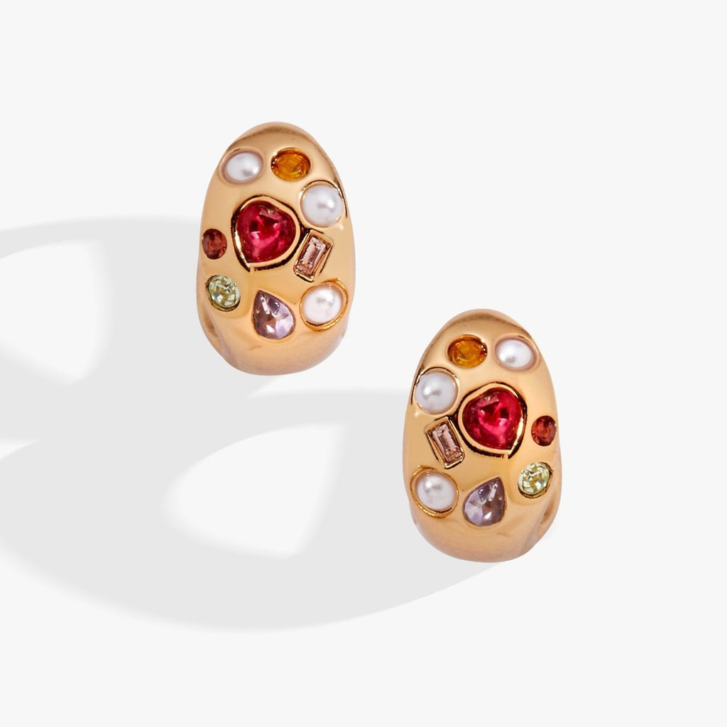 Gemstone Puffy Huggie Hoop Earrings - Willow & Luna