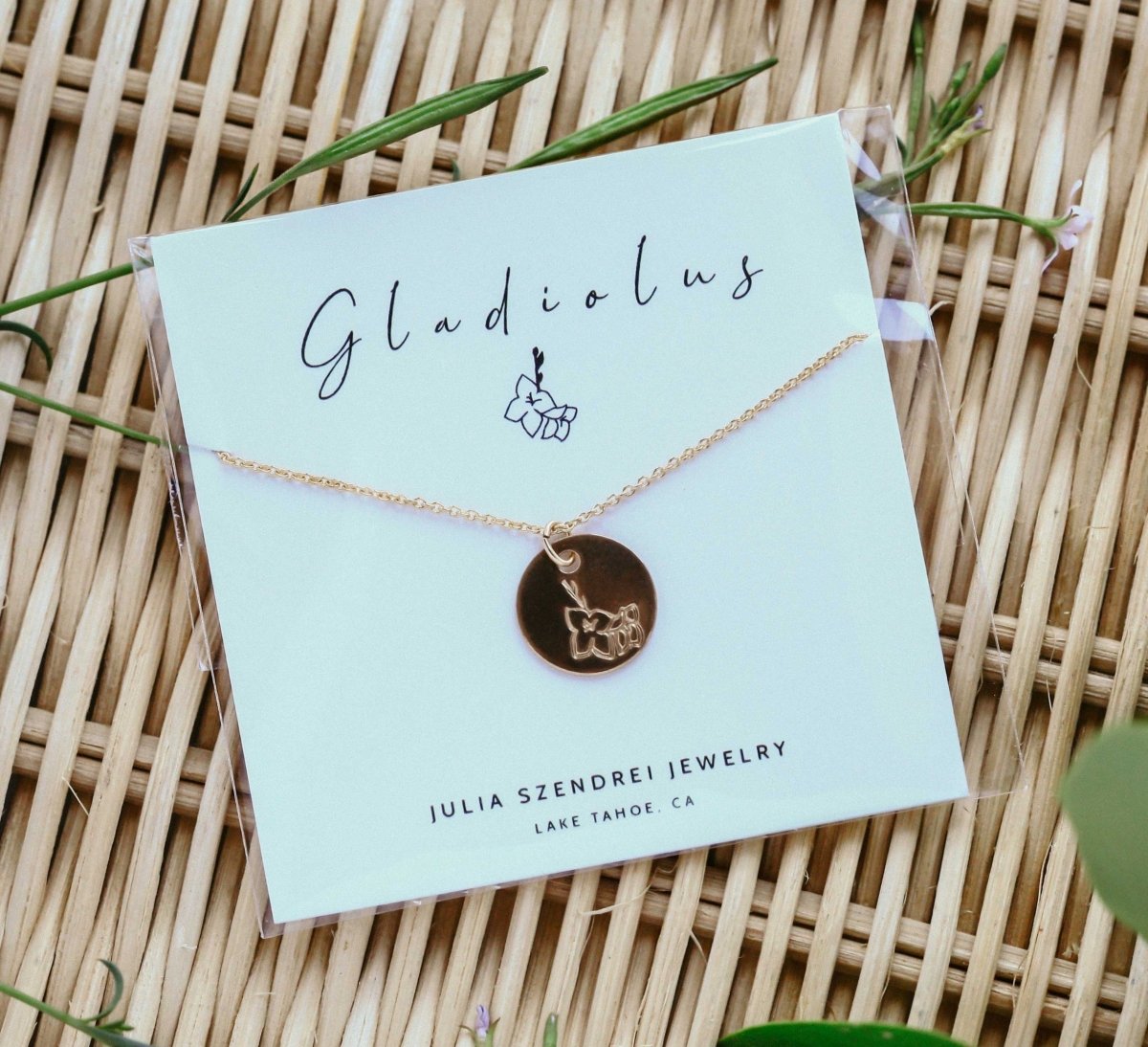 Gladiolus Birth Flower Necklace for August - Willow & Luna