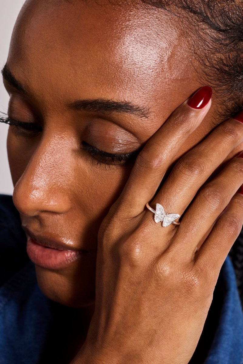 Glass Butterfly Statement Ring - Willow & Luna