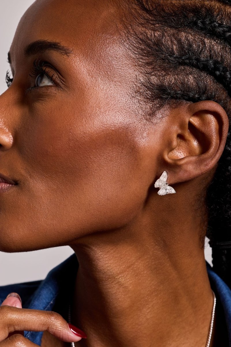 Glass Butterfly Statement Stud Earrings - Willow & Luna