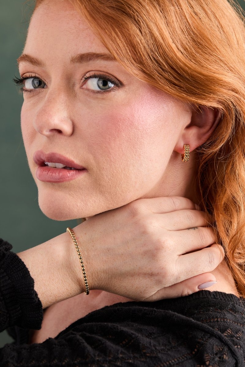 Gold Beaded Cuff Bracelet - Willow & Luna