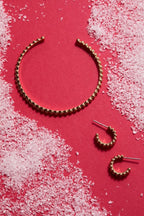 Gold Beaded Huggie Hoop Earring - Willow & Luna