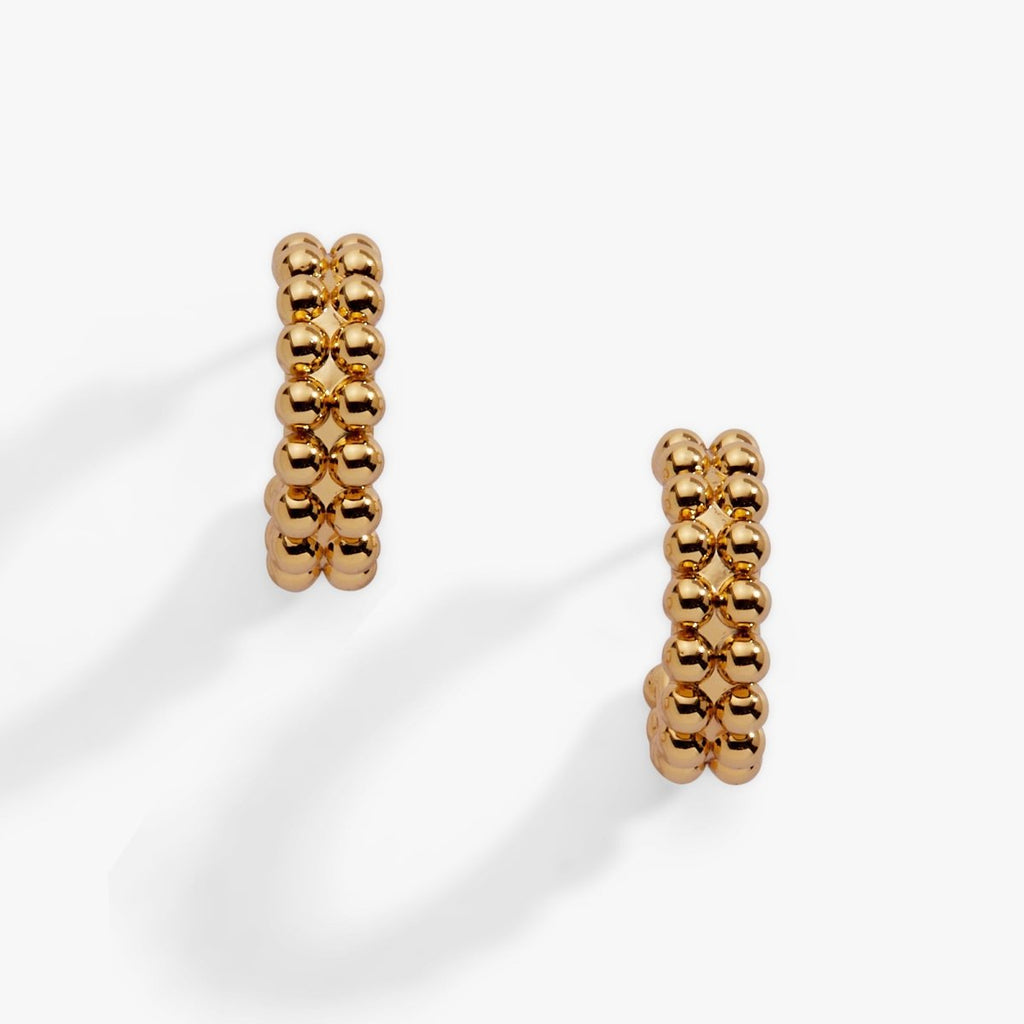 Gold Beaded Huggie Hoop Earring - Willow & Luna