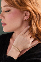 Gold Beaded Huggie Hoop Earring - Willow & Luna