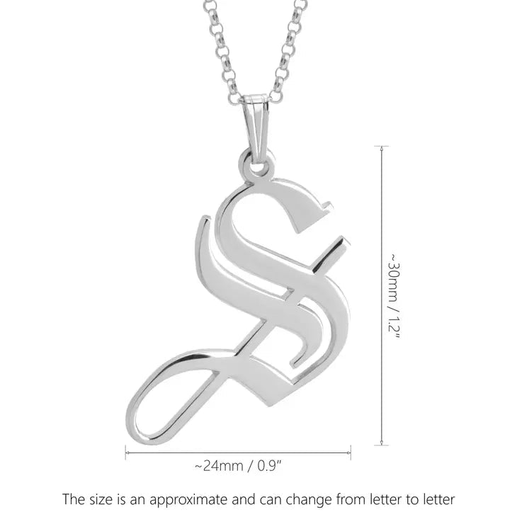 Gothic Style Old English Custom Initial Necklace - Willow & Luna