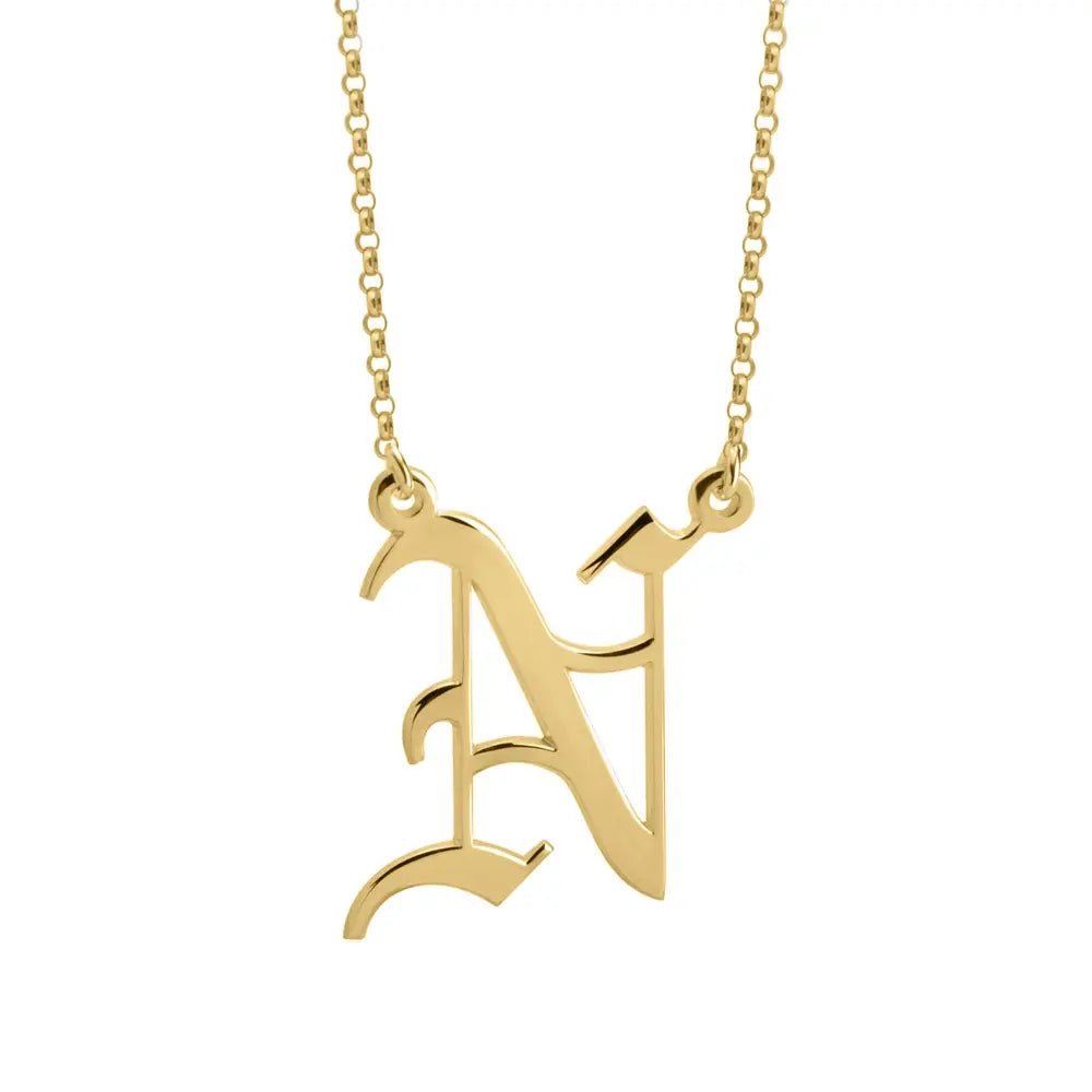 Gothic Style Old English Custom Initial Necklace - Willow & Luna