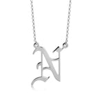 Gothic Style Old English Custom Initial Necklace - Willow & Luna