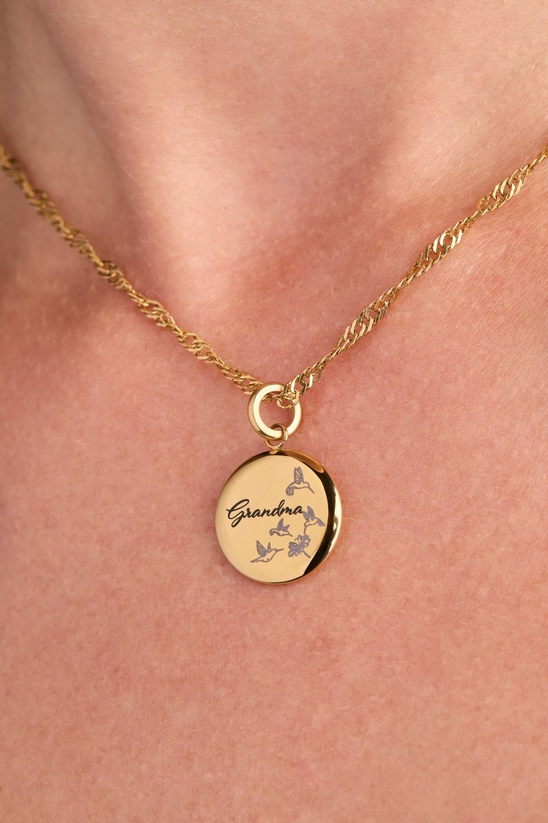Grandma Hummingbird Disc Charm - Willow & Luna