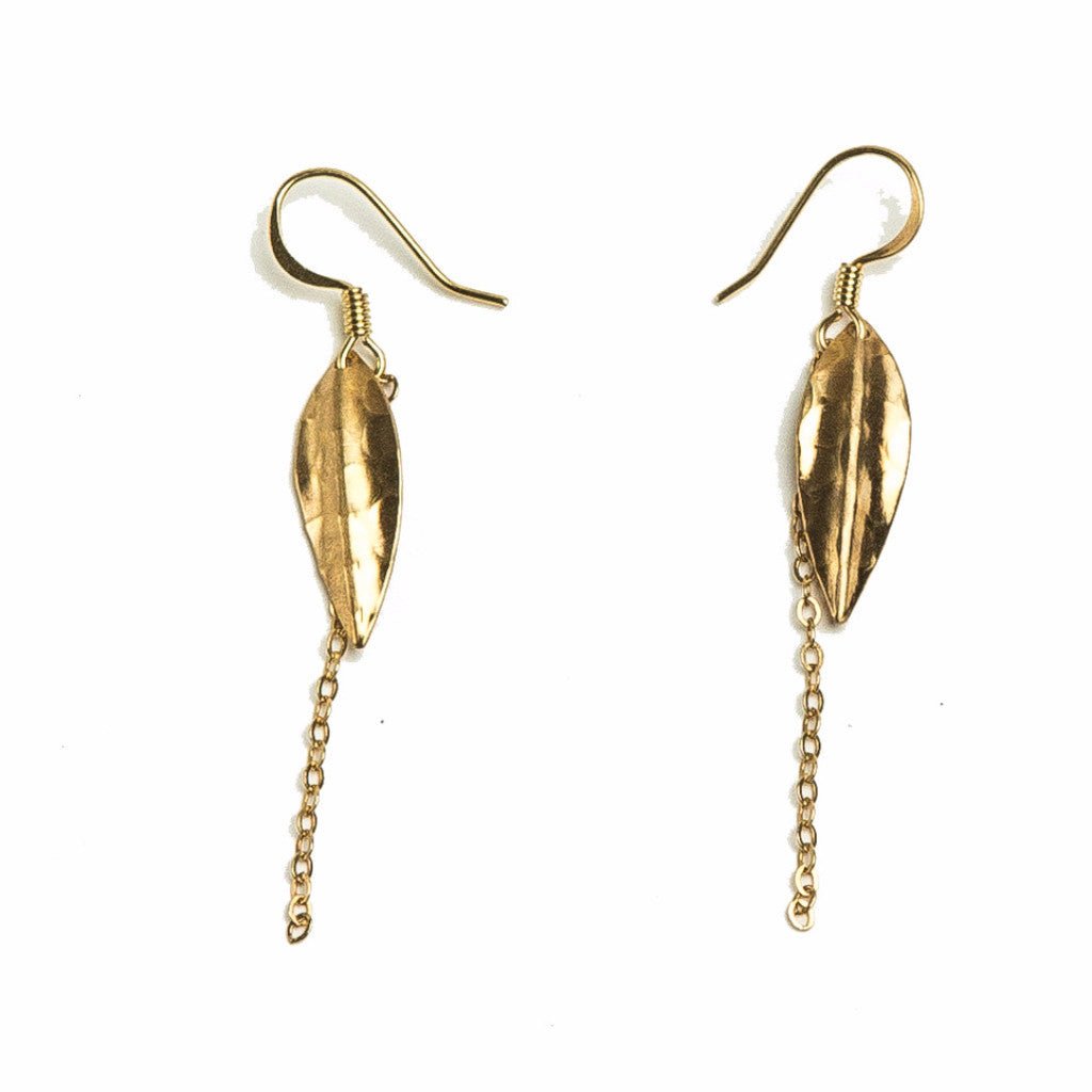 Hammered Leaf Earrings - Willow & Luna
