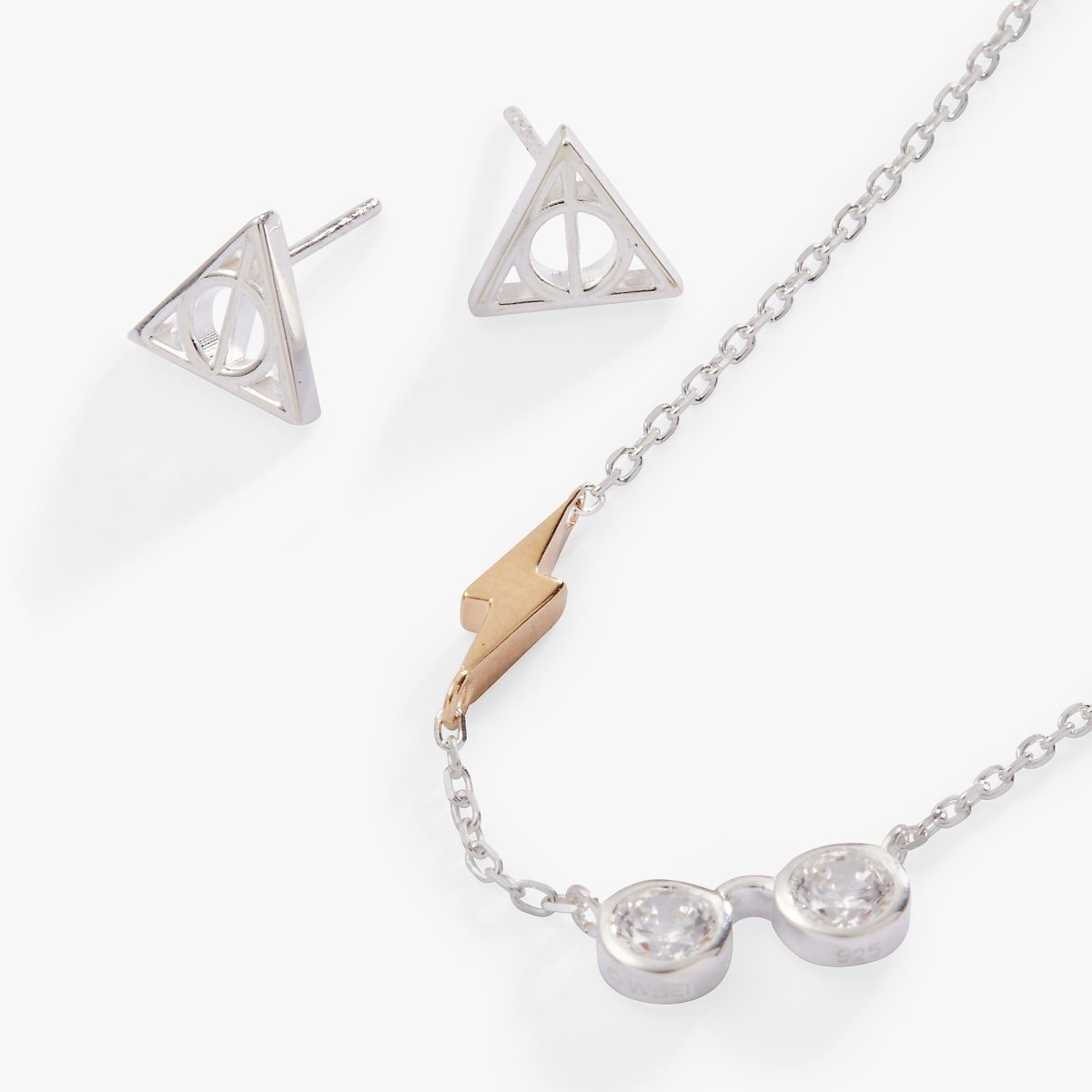 Harry Potter™ Glasses and Deathly Hallows Necklace and Earring Set, Sterling Silver - Willow & Luna
