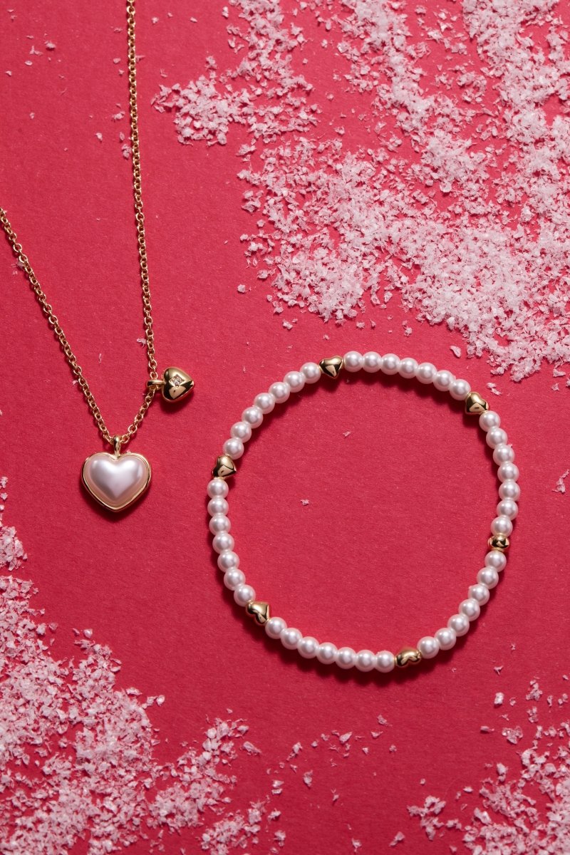 Heart and Pearl Stretch Bracelet - Willow & Luna
