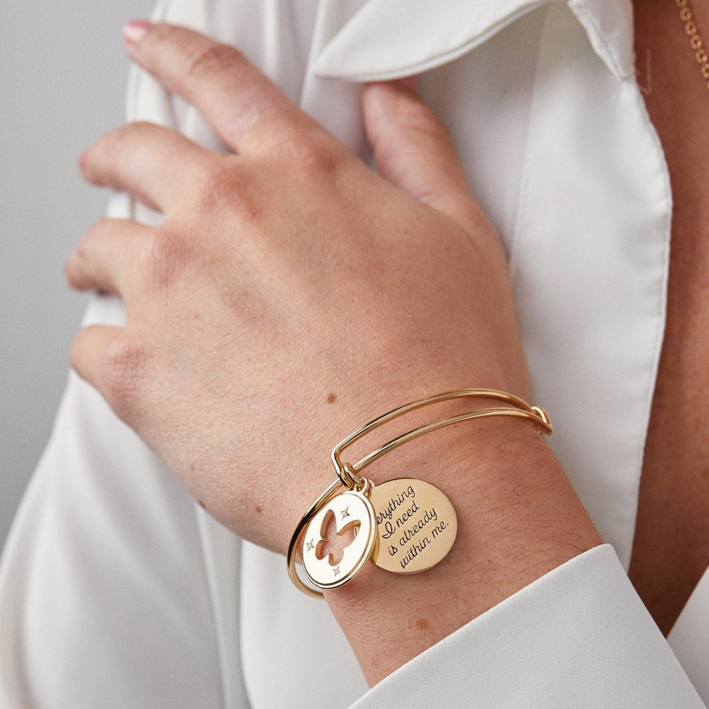 Hidden Message Butterfly Affirmation Bangle - Willow & Luna