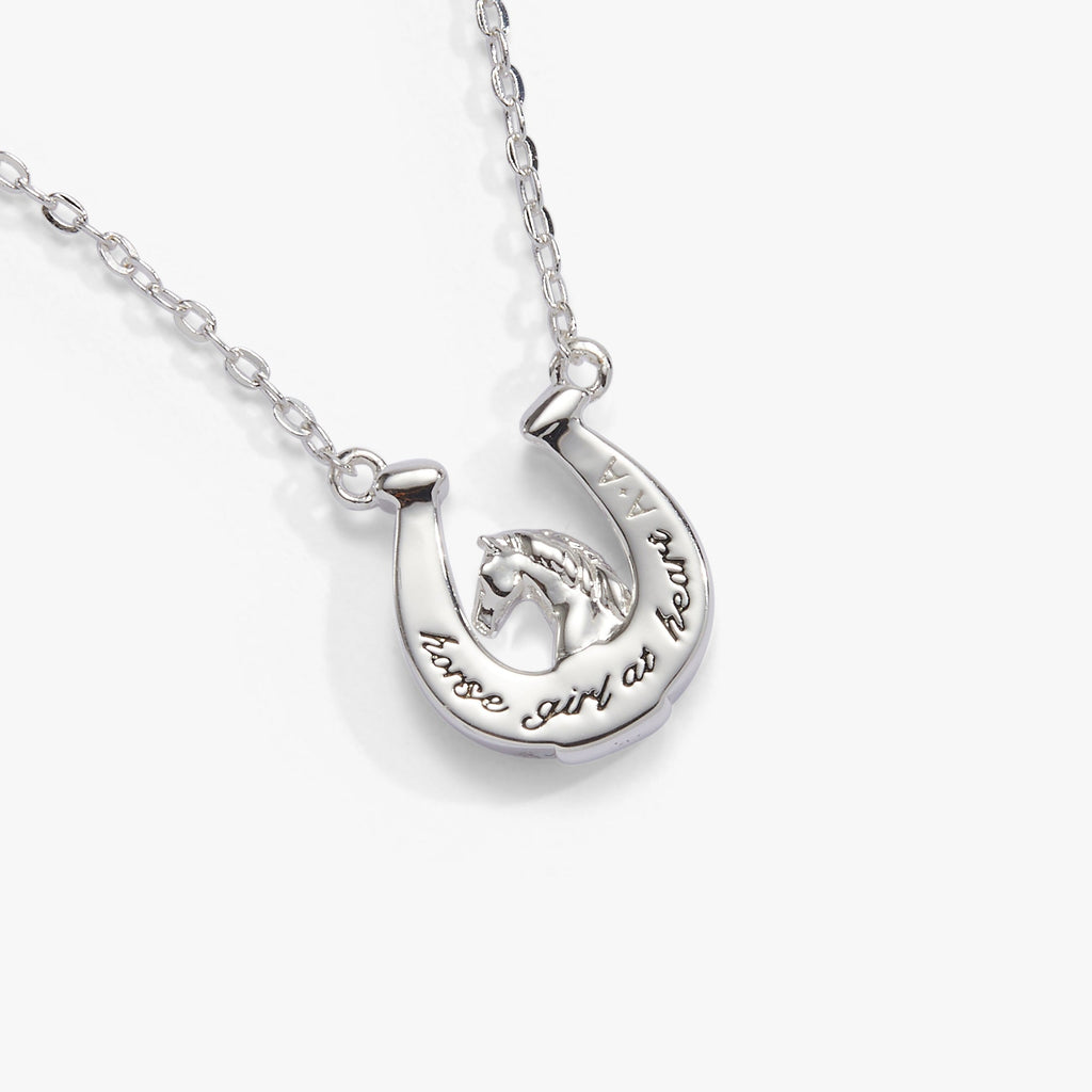 'Horse Girl At Heart' Horseshoe Necklace