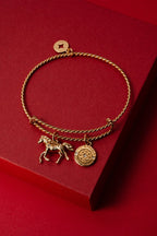 Horse Rope Textured Charm Bangle - Willow & Luna