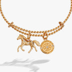 Horse Rope Textured Charm Bangle - Willow & Luna